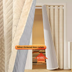 Kuscheliger Wärmeschutz-Türvorhang mit gestepptem Chevron-Muster und Fleece-Rückseite