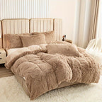 Plush Shaggy Duvet Cover Set with Matching Pillowcases for Cozy Bedding