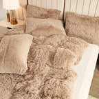 Plush Shaggy Duvet Cover Set with Matching Pillowcases for Cozy Bedding