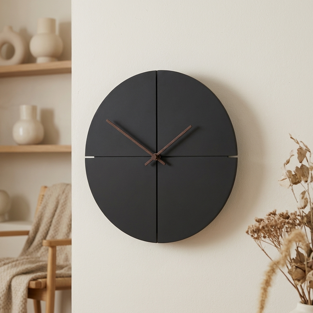 Orologio da parete rotondo minimalista con quadrante geometrico e display analogico