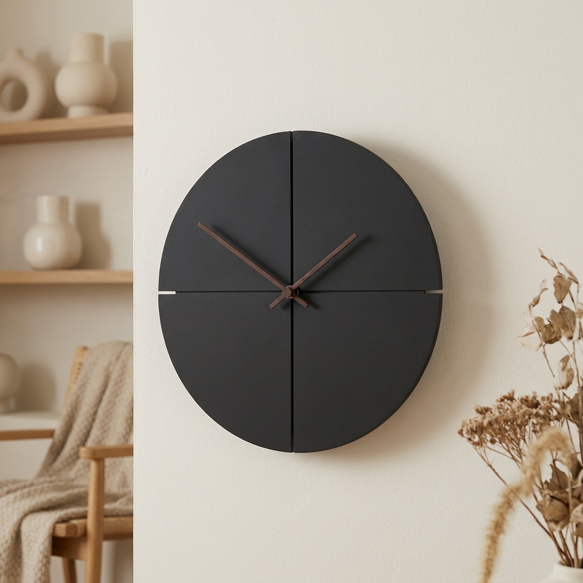 Orologio da parete rotondo minimalista con quadrante geometrico e display analogico