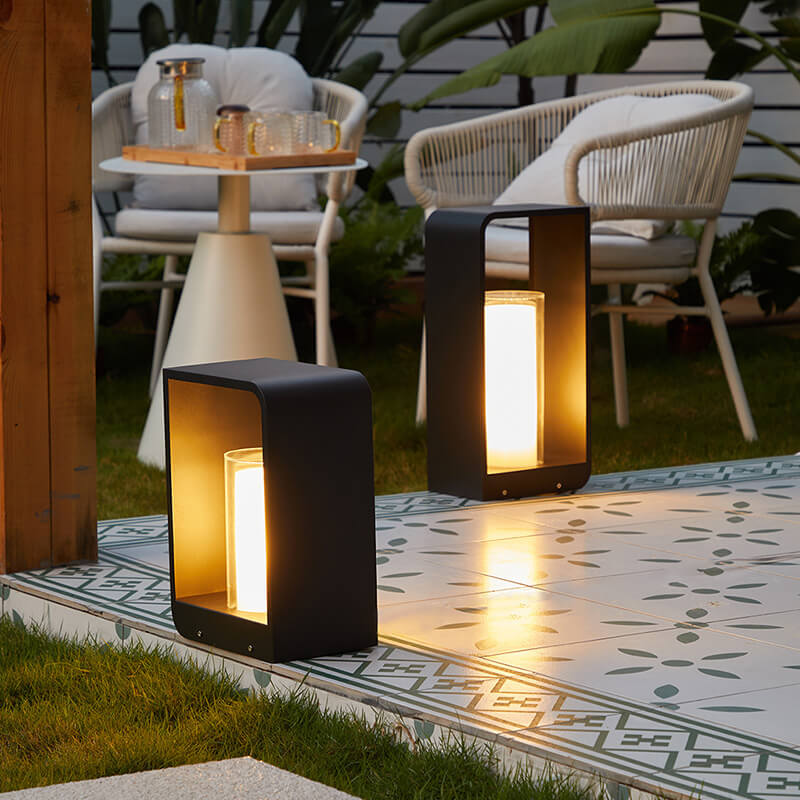 Moderne udendørs solar LED-pullertlampe til haven