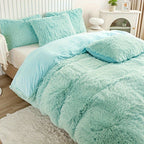 Plush Shaggy Duvet Cover Set with Matching Pillowcases for Cozy Bedding