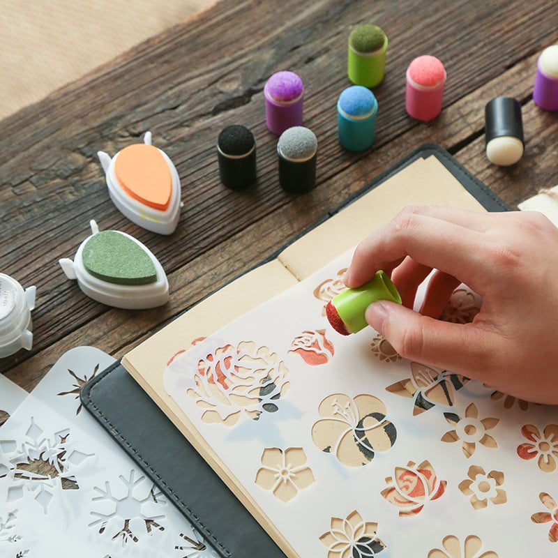 Svampestempelsæt med skumsvampe til kreative kunst- og hobbyprojekter