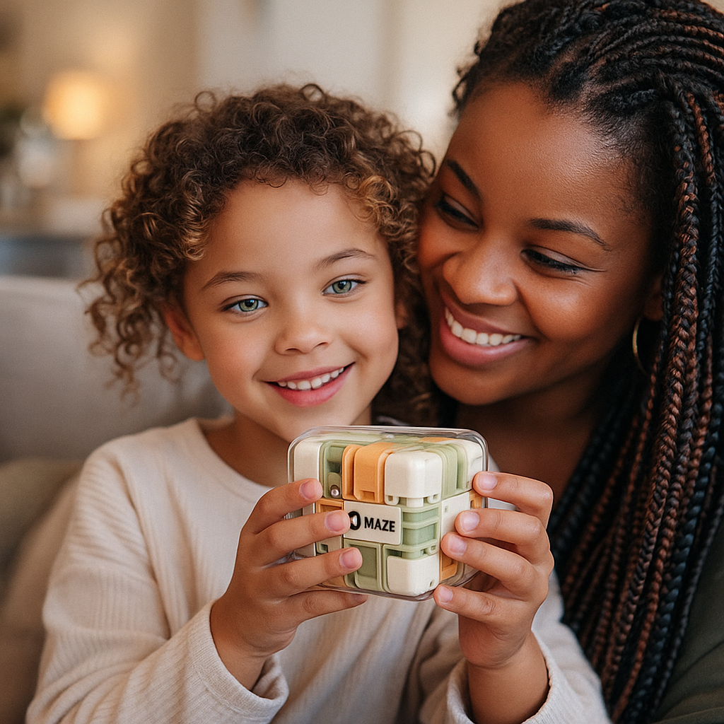 3D-labyrintpuslespil i kubeform til børn