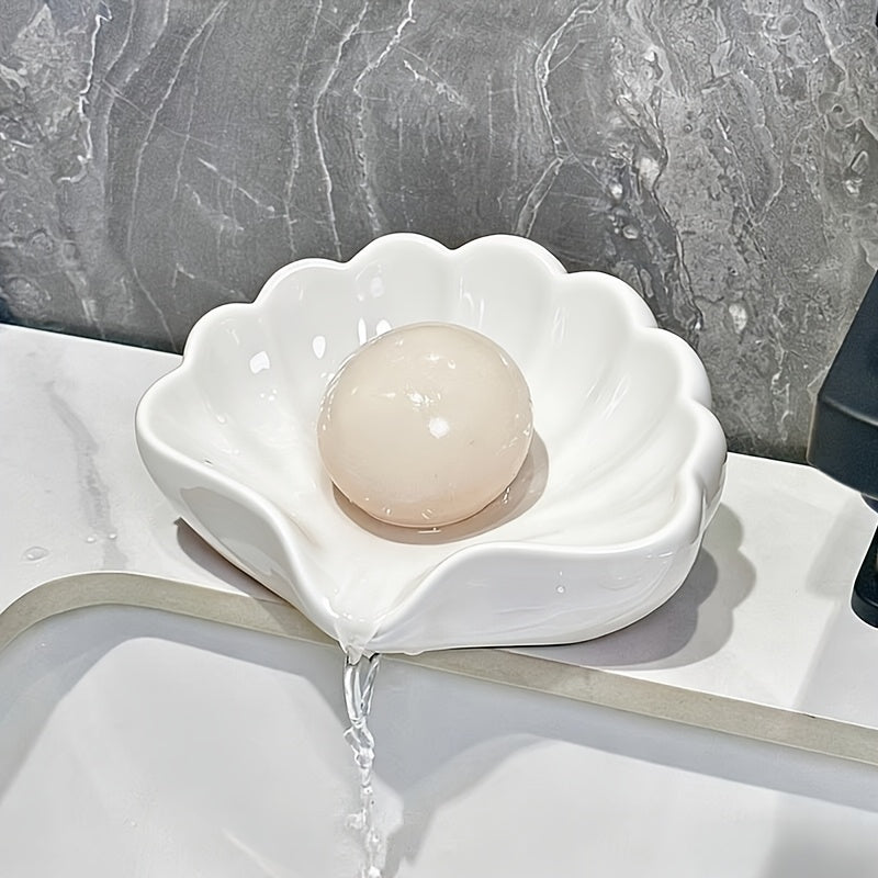 Portasapone a forma di conchiglia con drenaggio