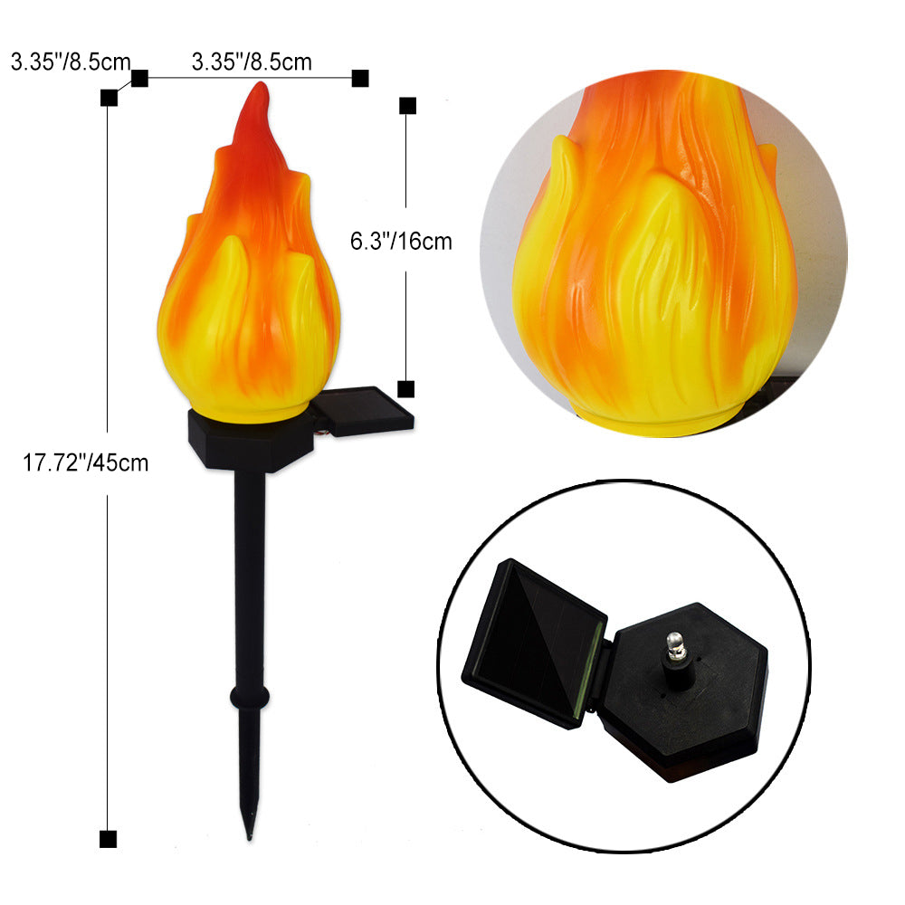Solar Flame Garden Stake Light with Warm LED Glow