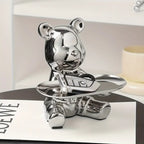 Escultura de bandeja decorativa con oso brillante
