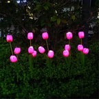 Solcelledrevet tulipanlampe på spyd til haven med farverigt LED-lys