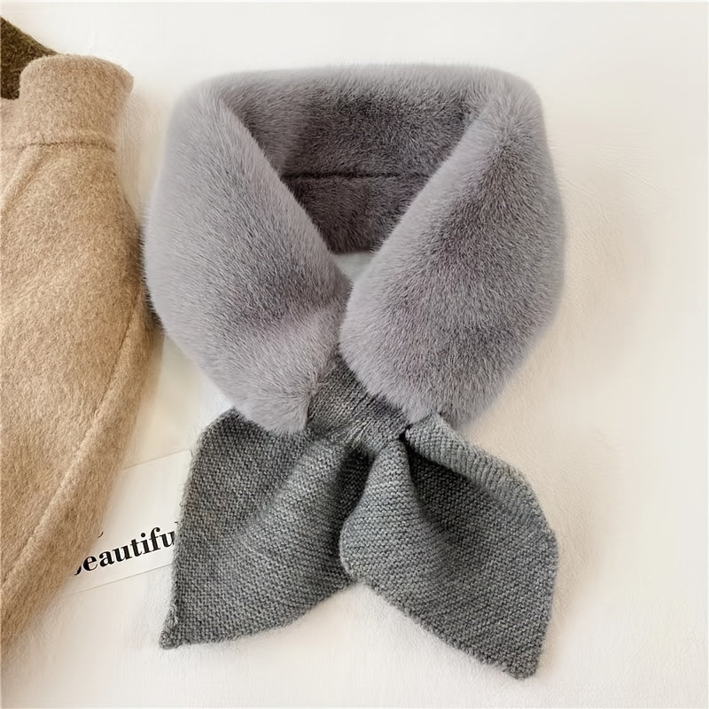 Sciarpa da collo da donna in pelliccia sintetica lavorata a maglia