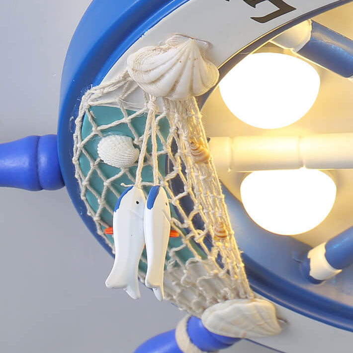 Luz LED infantil náutica de techo con timón de barco