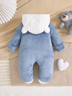 Combinaison polaire à capuche pour bébé avec motif ourson