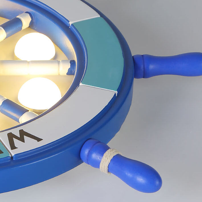 Luz LED infantil náutica de techo con timón de barco