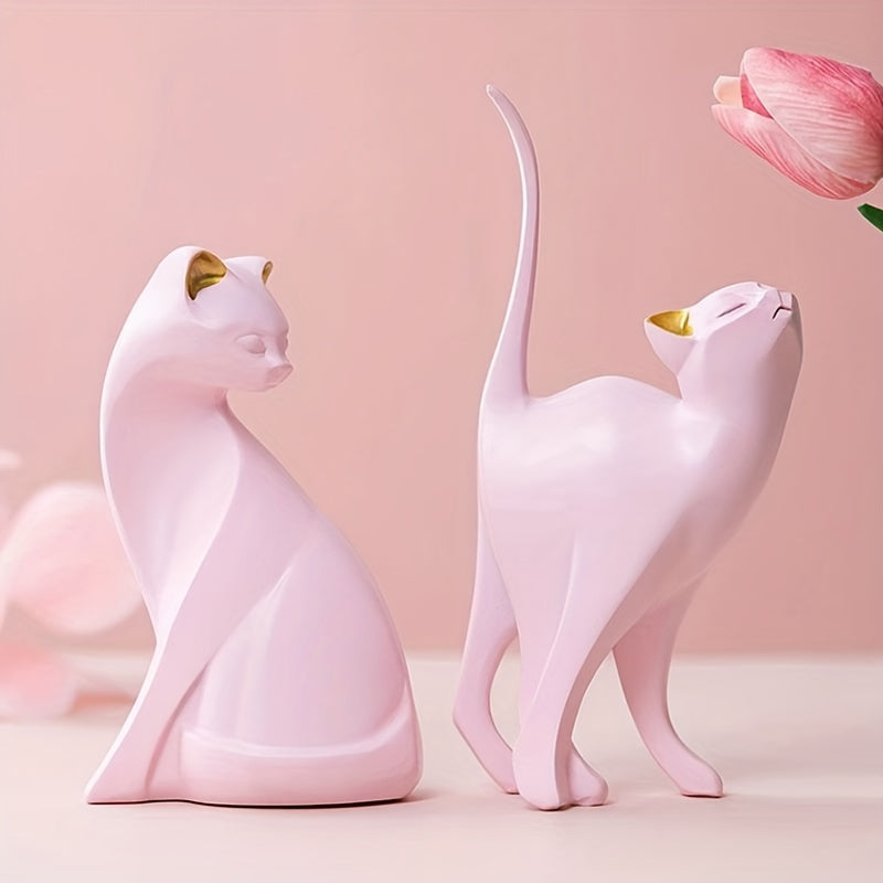 Figura decorativa minimalista de gato negro con la cola levantada