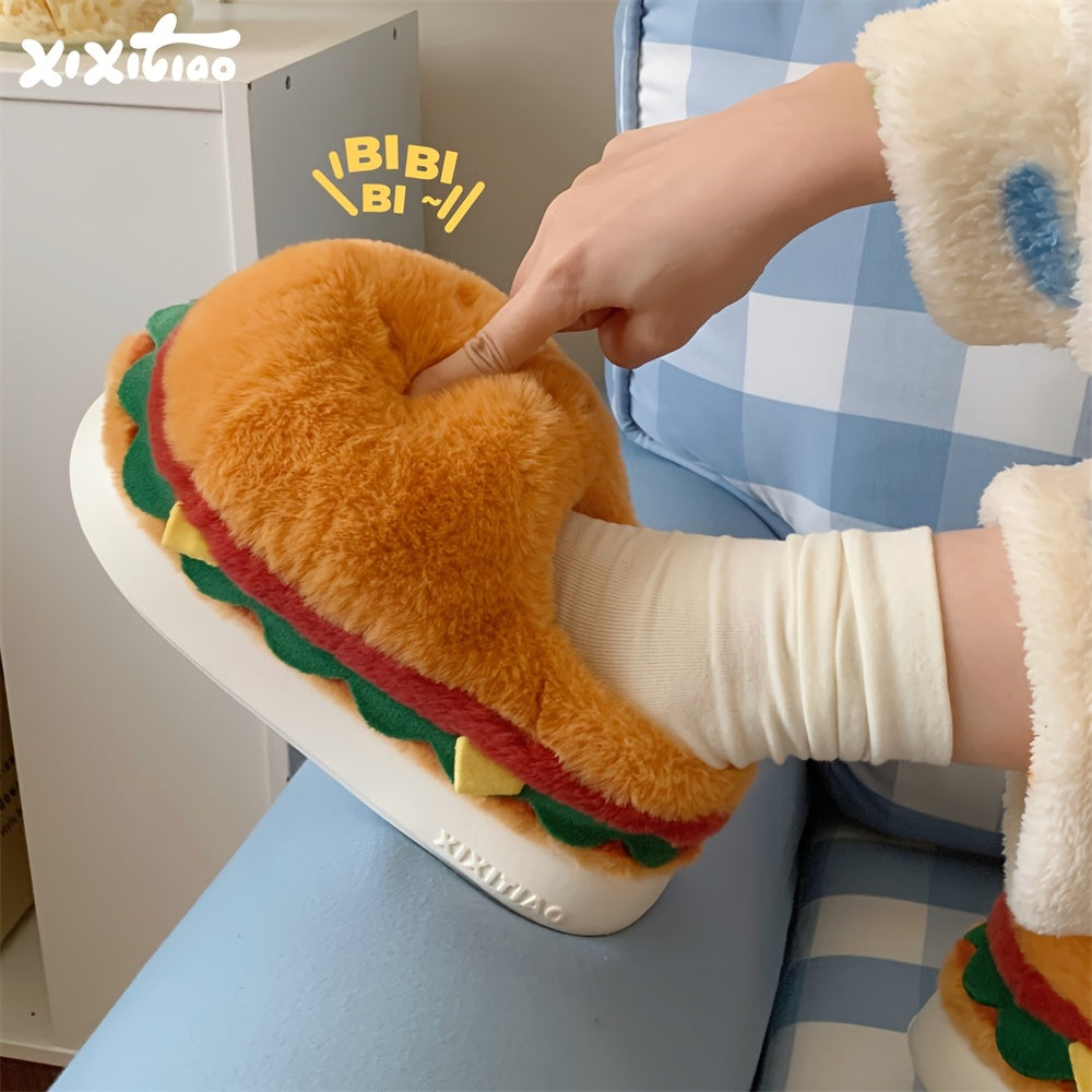 Pantuflas de hamburguesa de peluche