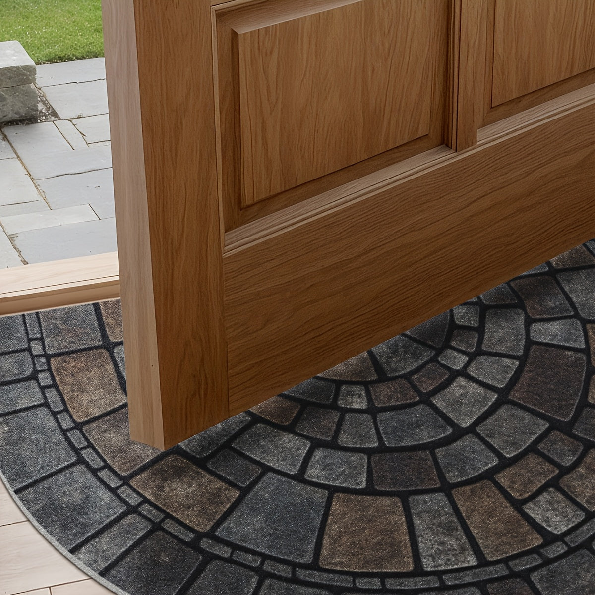 Półokrągła wycieraczka mozaikowa z antypoślizgowym spodem