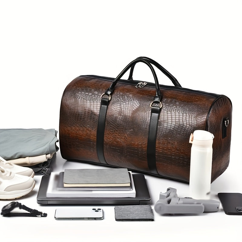 Bolsa de viaje con efecto de piel de cocodrilo