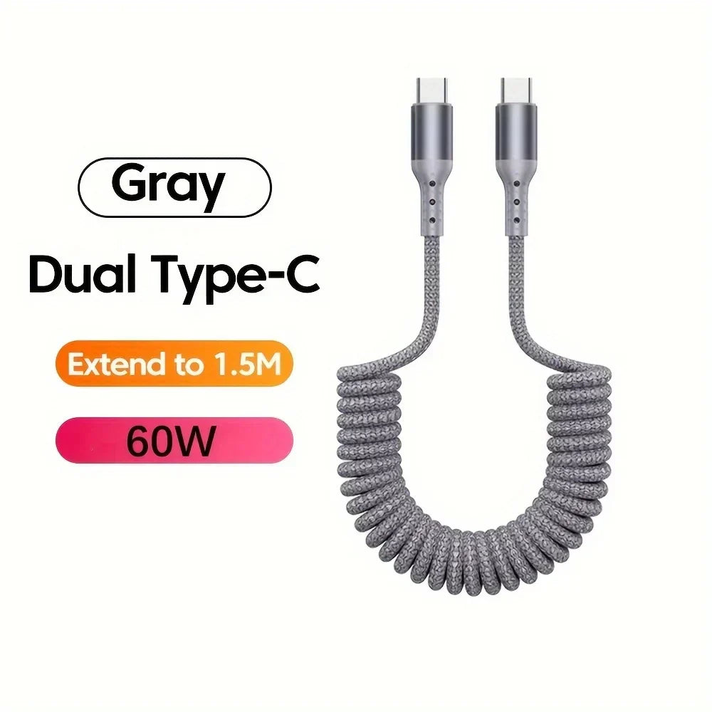 Câble de charge spiralé USB-A vers USB-C