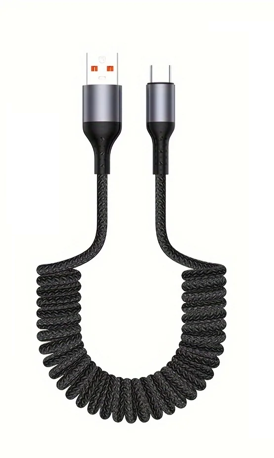 Câble de charge spiralé USB-A vers USB-C