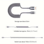 Câble de charge spiralé USB-A vers USB-C