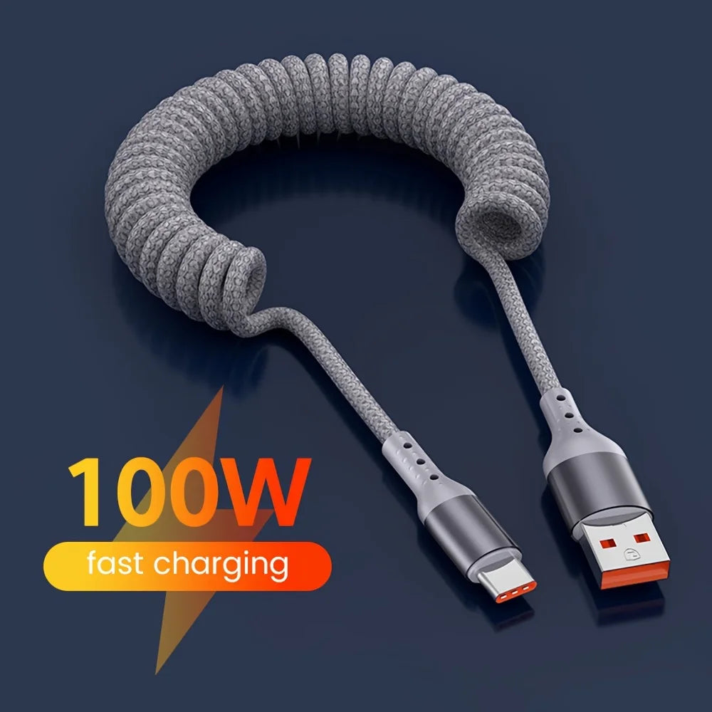 Câble de charge spiralé USB-A vers USB-C