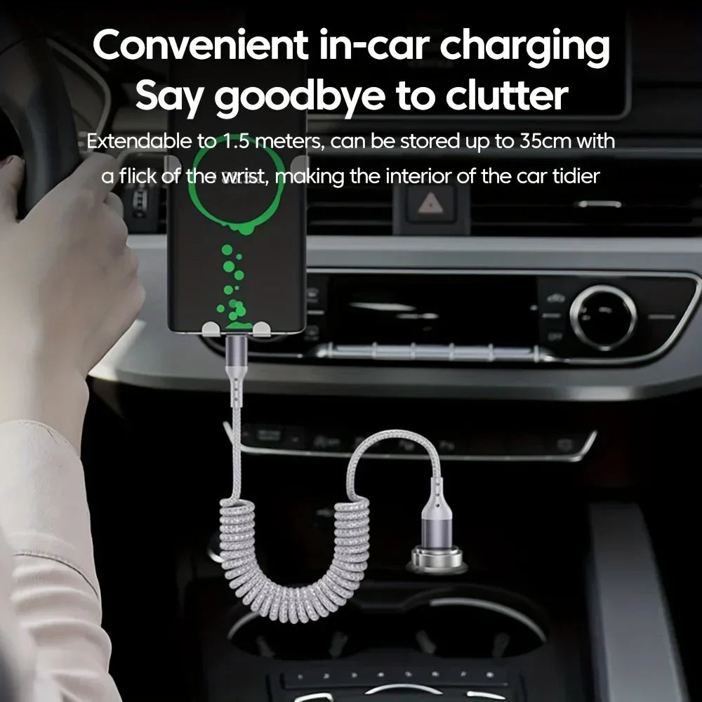Câble de charge spiralé USB-A vers USB-C