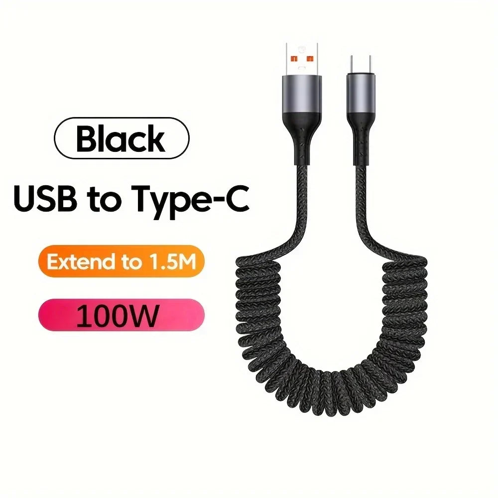 Câble de charge spiralé USB-A vers USB-C