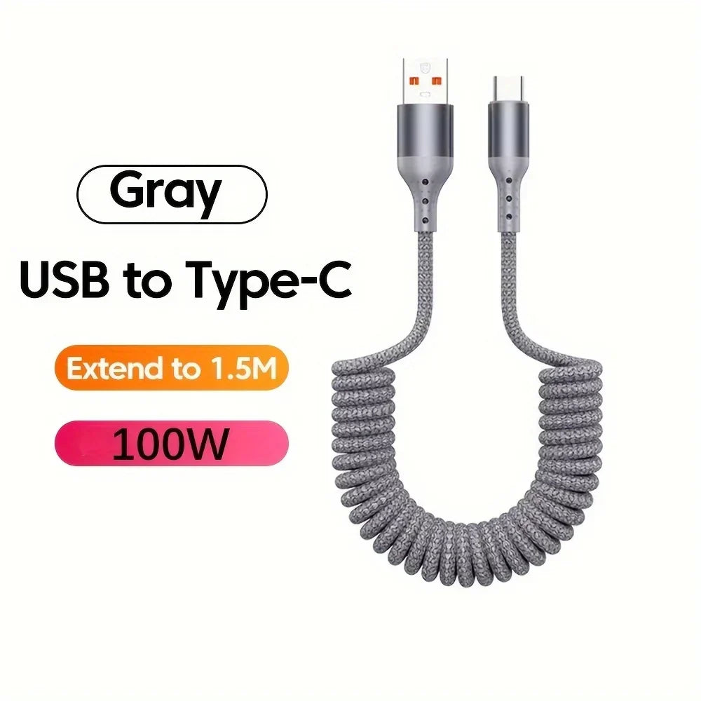 Câble de charge spiralé USB-A vers USB-C
