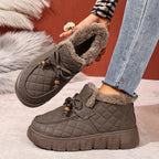 Damen-Steckschuhe mit Steppdesign und Kunstfellfutter