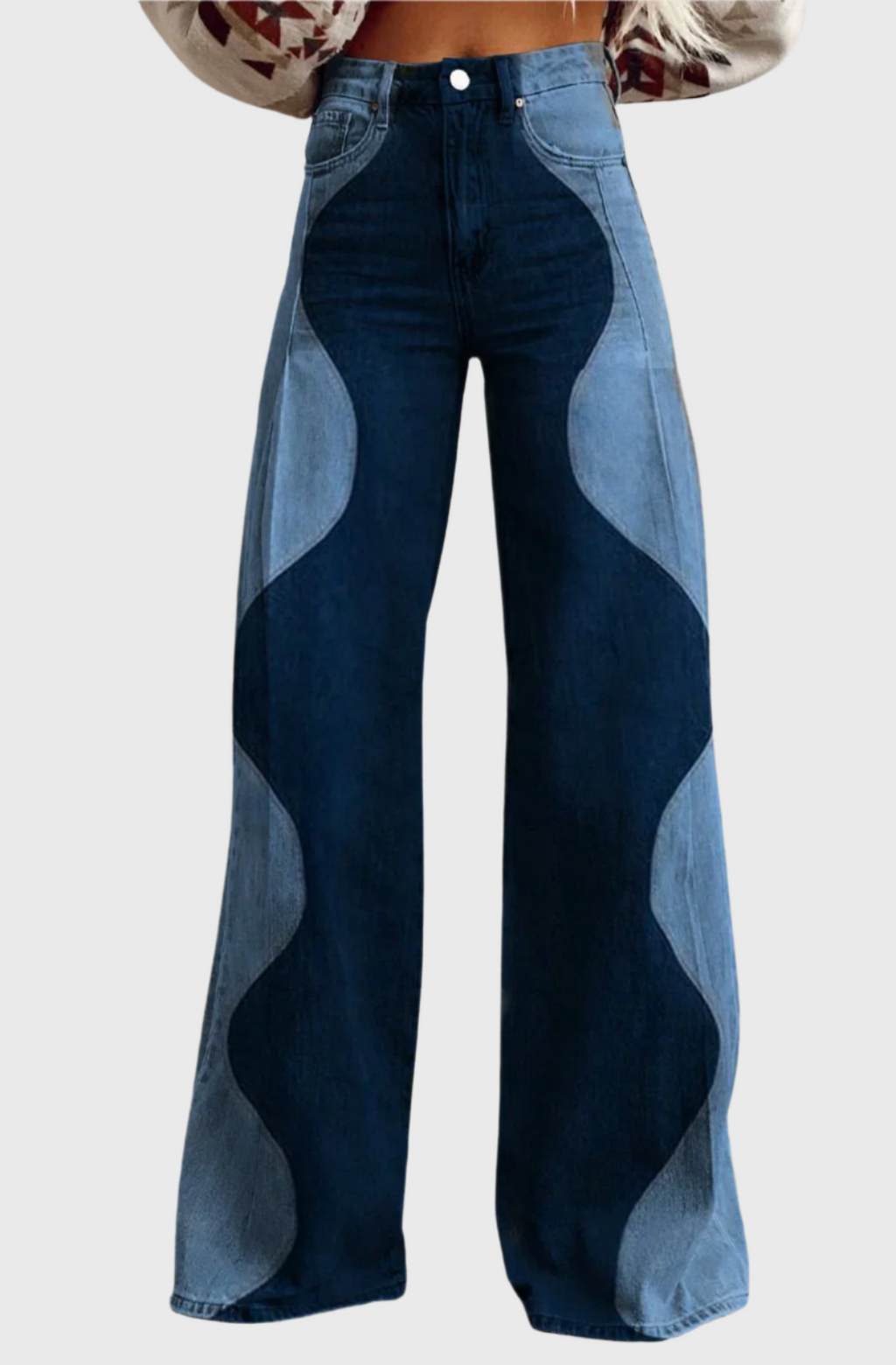 Women's Two-Tone Wide-Leg Jeans
