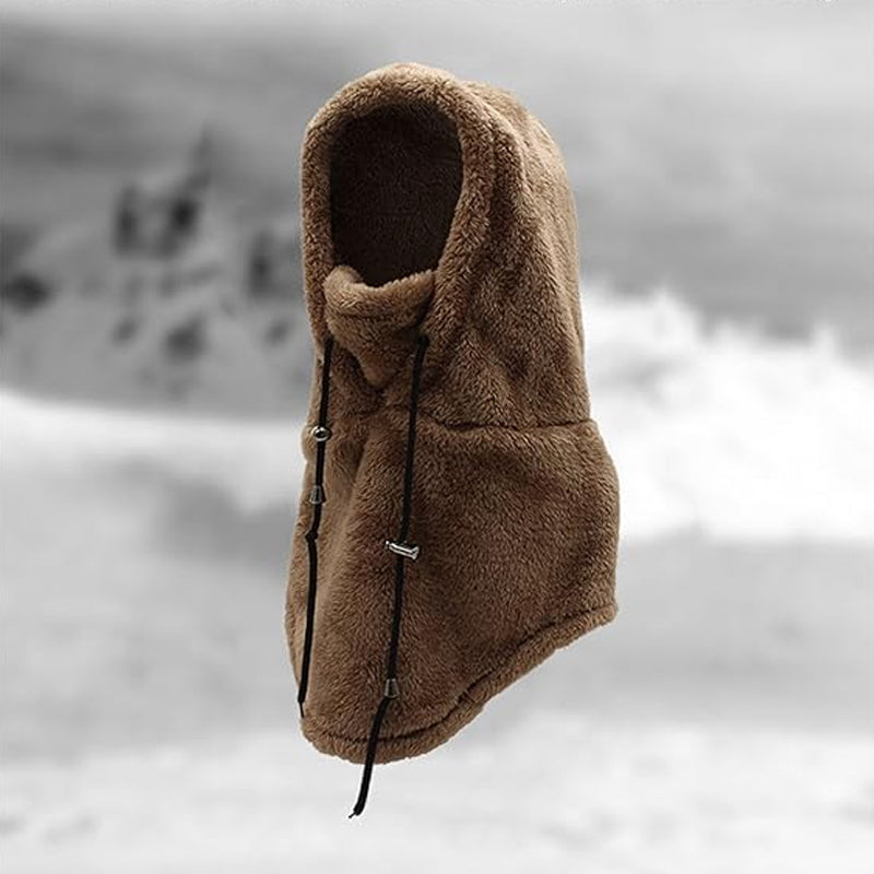 Plush Hooded Neck Warmer with Adjustable Drawcord