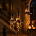 Luci a forma di cappello da strega di Halloween da appendere, con stelle decorative, per decorare la casa durante le feste