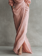 Vestido maxi para mujer con escote en V drapeado, estilo cruzado y detalle de cintura torcida