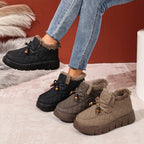 Damen-Steckschuhe mit Steppdesign und Kunstfellfutter