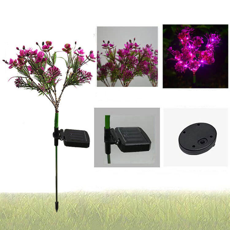 Solcelledrevet lilla blomsterbedslampe på spyd med LED-lys