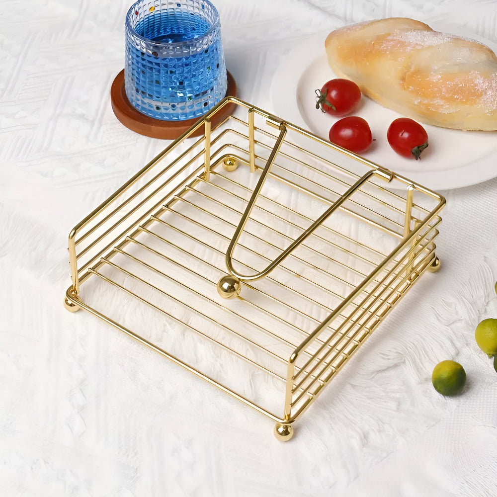 Porta servilletas de alambre con dispensador vertical integrado y base metálica
