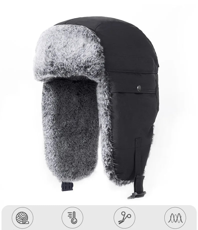 Faux Fur-Lined Winter Trapper Hat