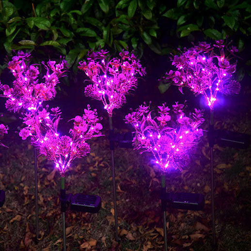 Solcelledrevet lilla blomsterbedslampe på spyd med LED-lys