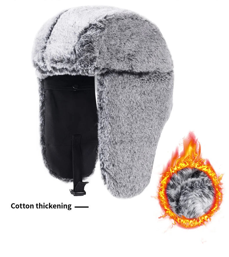 Faux Fur-Lined Winter Trapper Hat