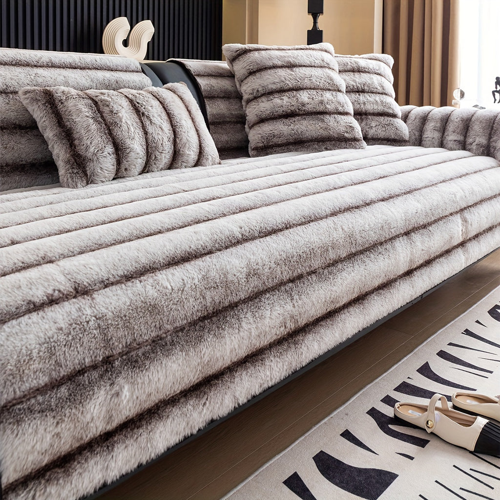 Plush Ribbed Sofa Cover