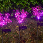 Solcelledrevet lilla blomsterbedslampe på spyd med LED-lys