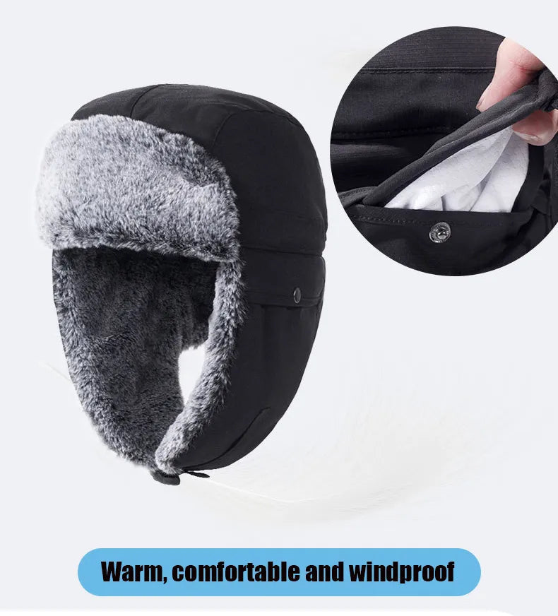 Faux Fur-Lined Winter Trapper Hat