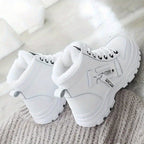 Zapatillas de invierno de caña alta para mujer, forradas de piel sintética