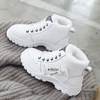 Zapatillas de invierno de caña alta para mujer, forradas de piel sintética