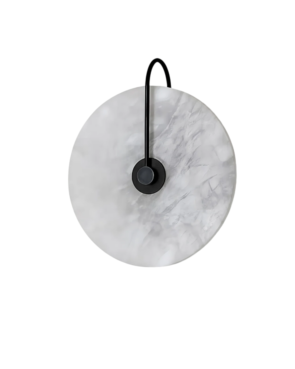 LED-Wandleuchte aus Alabaster mit kreisförmigem Steinschirm und warmem, indirektem Licht