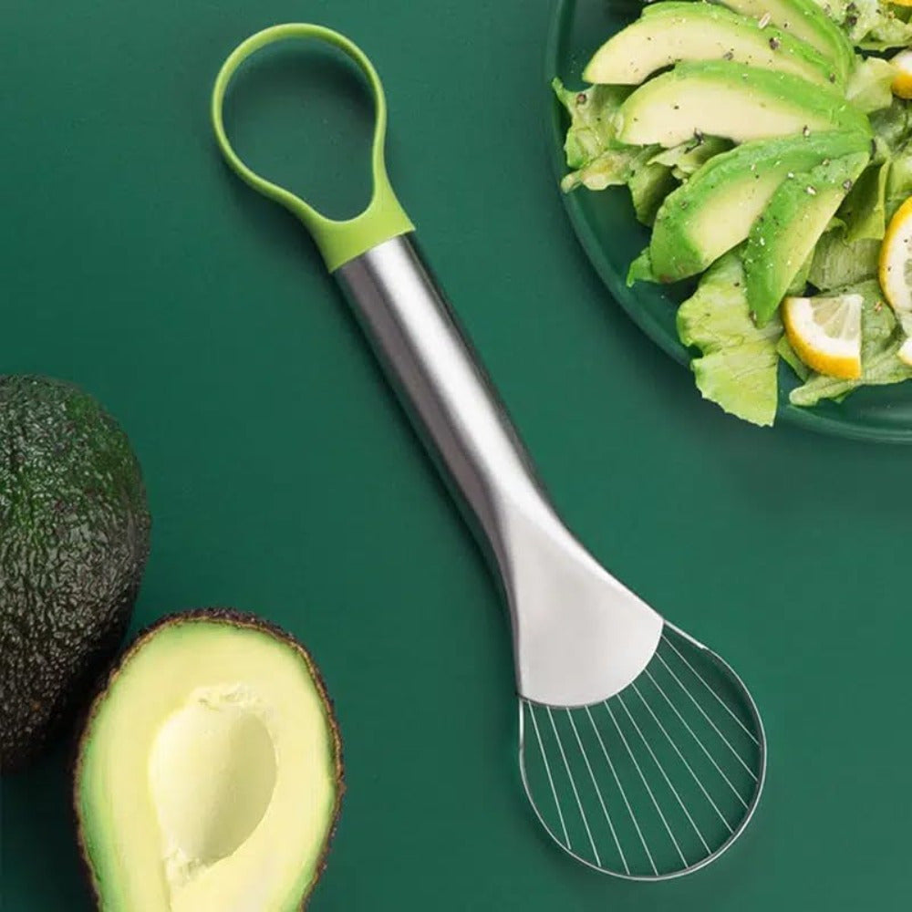 Cortador y cuchara para aguacate