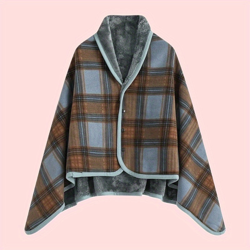 Reversible Check Wrap with Plush Lining