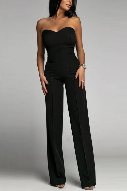 Dame stropløs jumpsuit med tætsiddende silhuet til elegant lejlighedstøj