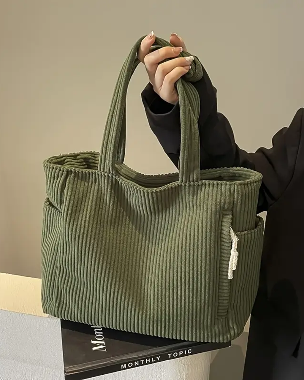 Women’s Corduroy Shoulder Tote Bag
