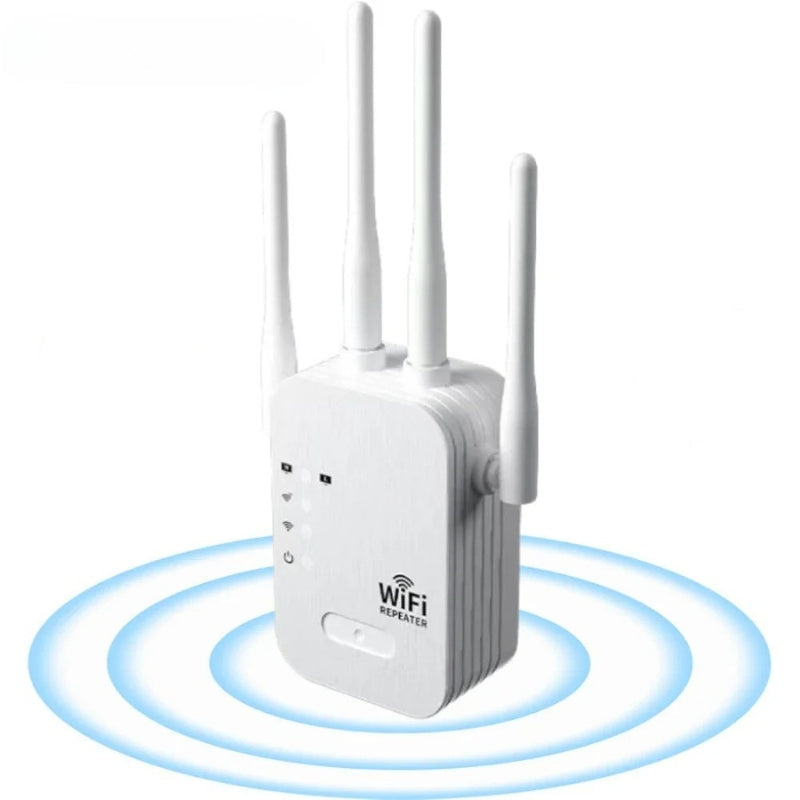 Dualband-WiFi-rækkeviddeforlænger med 2,4 GHz- og 5 GHz-forbindelse